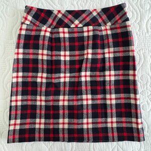 Talbots red navy and white plaid wool skirt - Size 2